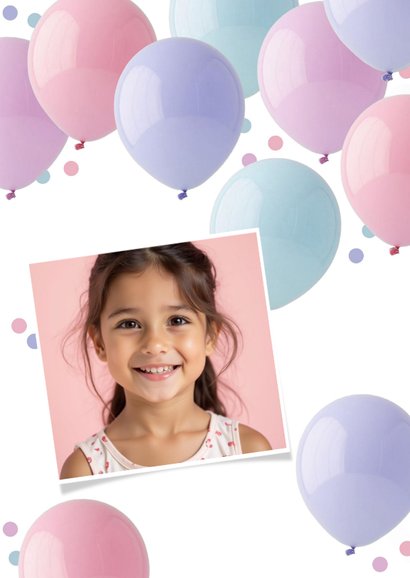 Geburtstagskarte Luftballons Pastel mit Foto 2