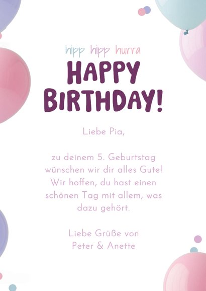 Geburtstagskarte Luftballons Pastel mit Foto 3