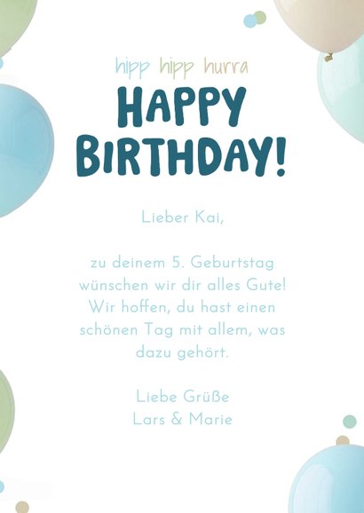 Geburtstagskarte Luftballons Pastell mit Foto 3
