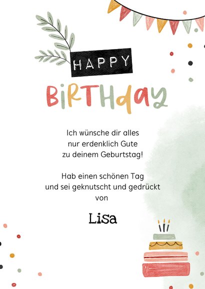 Geburtstagskarte Luftballons und Torte 3