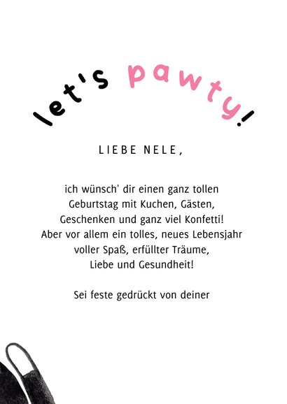 Geburtstagskarte lustige Katze 'Let's pawty!' 3