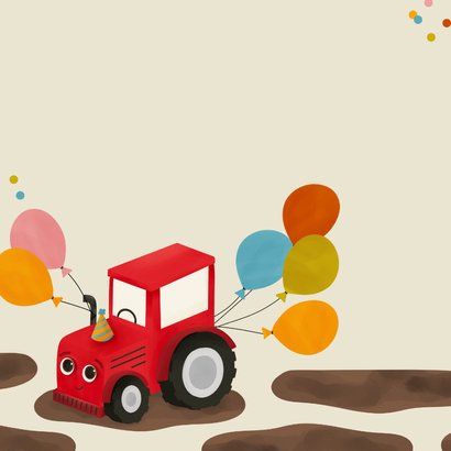 Geburtstagskarte lustiger Traktor mit Luftballons 2