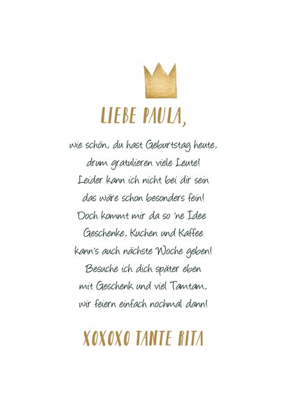 Geburtstagskarte mit Foto, Schwan& Krone Send a Smile