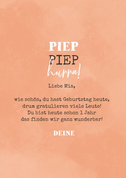 Geburtstagskarte mit Maus 'Piep piep hurra' 3