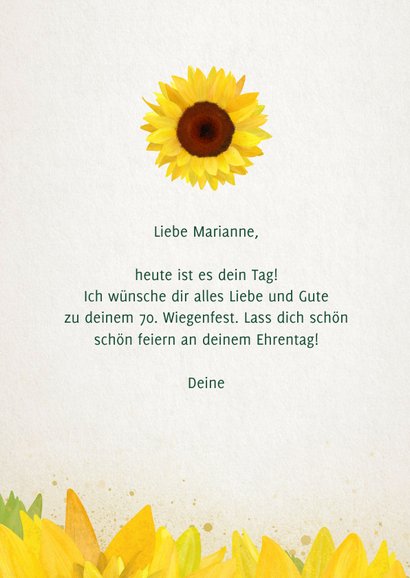 Geburtstagskarte mit Sonnenblumen 3