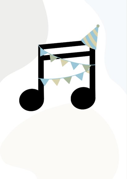 Geburtstagskarte Musiknote mit Partyhut blau 2