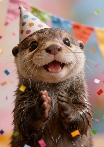 Geburtstagskarte Otter Partyhut lustig 'an-otter year older' 2