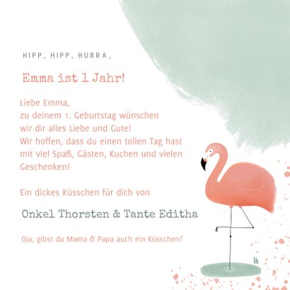 Geburtstagskarte pastell mit Flamingo 3