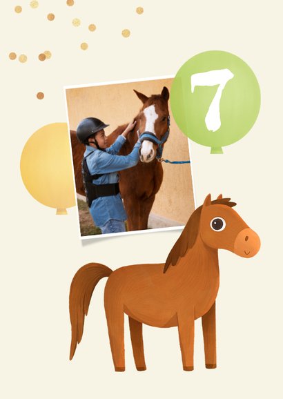 Geburtstagskarte Pferd Kindergeburtstag 7 Jahre Luftballons 2