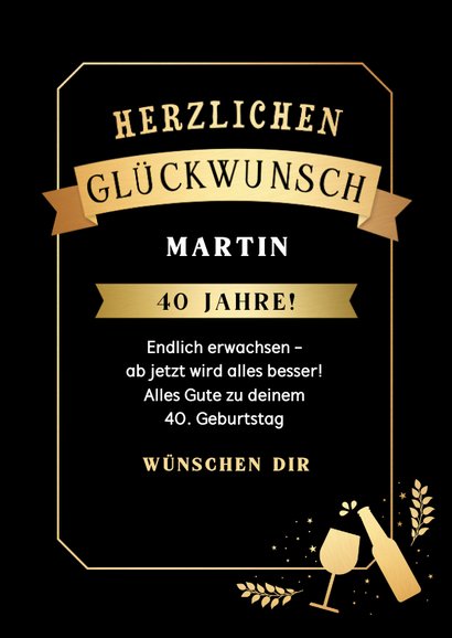 Geburtstagskarte Posterlook Bier & Wein 3