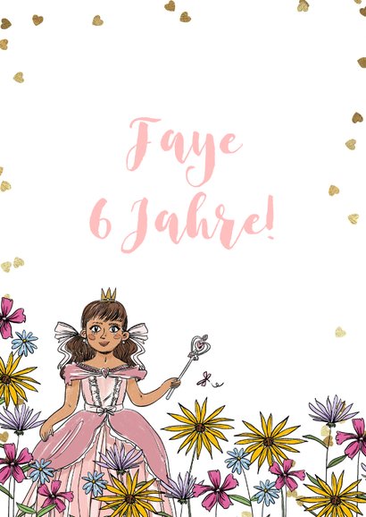 Geburtstagskarte Prinzessin mit Blumen | Send a Smile