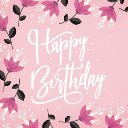 Geburtstagskarte rosa Blumen Happy birthday 2