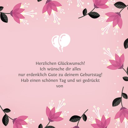 Geburtstagskarte rosa Blumen Happy birthday 3