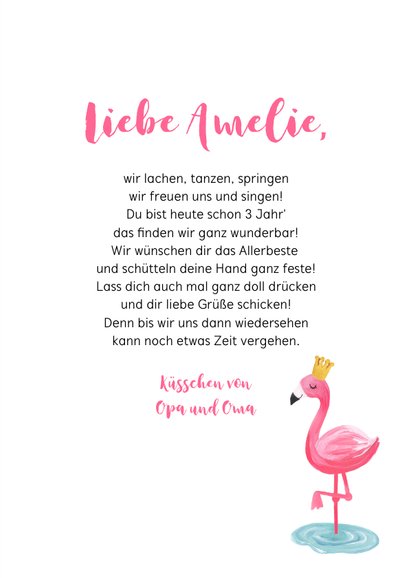 Geburtstagskarte rosa Flamingo mit Krone 3