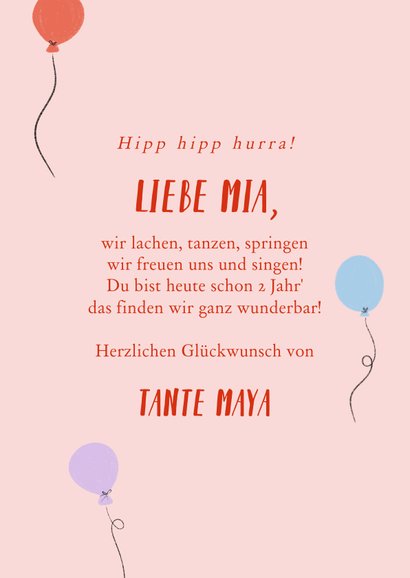 Geburtstagskarte rosa Gänse mit Luftballons & Foto 3