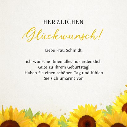 Geburtstagskarte Sonnenblume 3