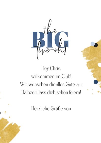 Geburtstagskarte 'The big five-oh' Fotos Mann 3