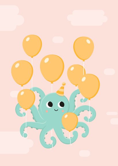 Geburtstagskarte Tintenfisch 8 Luftballons 2