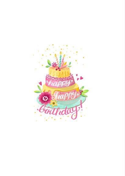 Geburtstagskarte Torte 'Happy happy birthday' 2