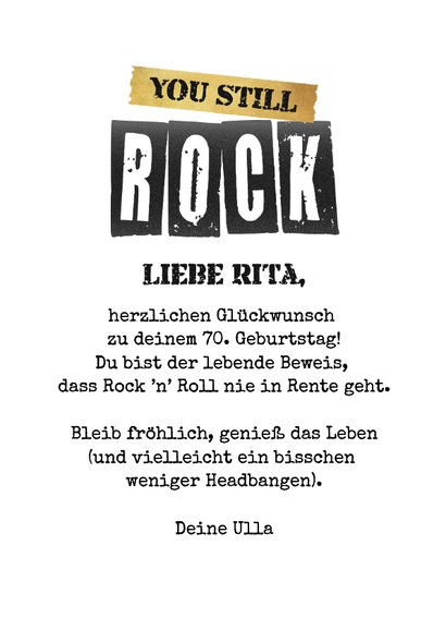 Geburtstagskarte 'You still rock' 70 Jahre Glückwünsche 3