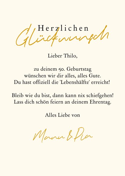Gelbe Geburtstagskarte Luftballon '50' 3