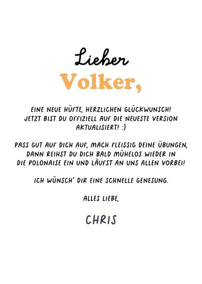Genesungskarte Neue Hüfte Mann 3