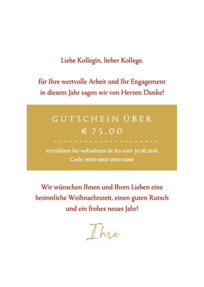 Geschäftliche Weihnachtsgrüße Geschenkgutschein Mitarbeiter 3