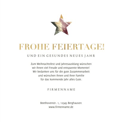 Geschäftliche Weihnachtskarte abstrakter Stern 3