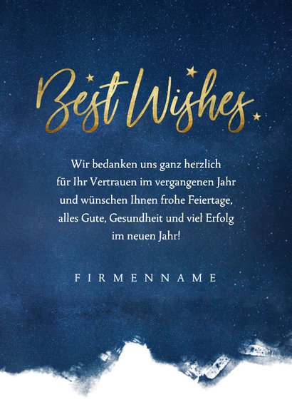 Geschäftliche Weihnachtskarte Best Wishes auf Blau 3