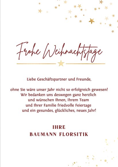 Geschäftliche Weihnachtskarte Fotos & goldfarbene Sterne 3