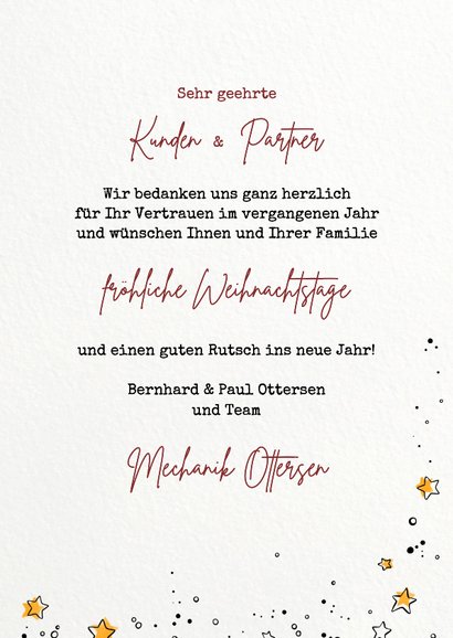 Geschäftliche Weihnachtskarte "Mechanik" mit Icons 3