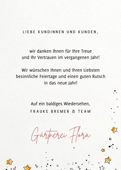 Geschäftliche Weihnachtskarte mit 'Gärtnerei' Icons 3