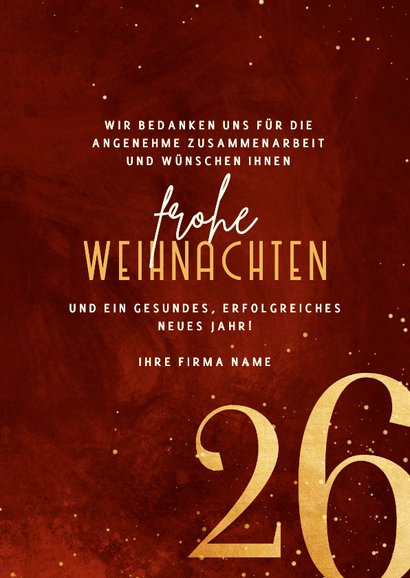 Geschäftliche Weihnachtskarte rotgold 3