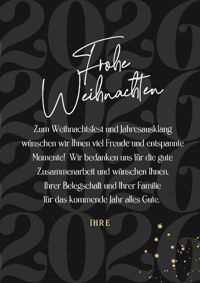 Geschäftliche Weihnachtskarte schwarz mit Goldschleife 2026 3