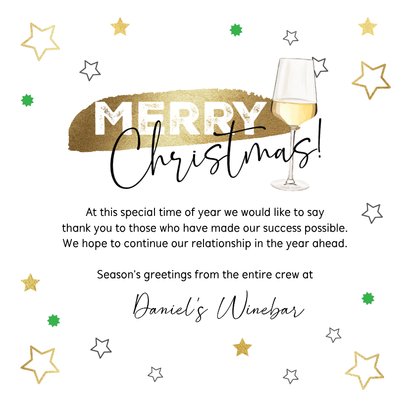 Geschäftliche Weihnachtskarte Weißwein 'White Christmas' 3