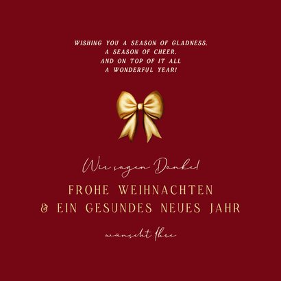 Geschenkgutschein Mitarbeiter Weihnachten goldene Schleife 3