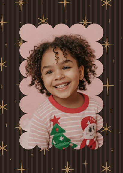 Gestreifte Weihnachtskarte Foto strahlende Sternchen 2