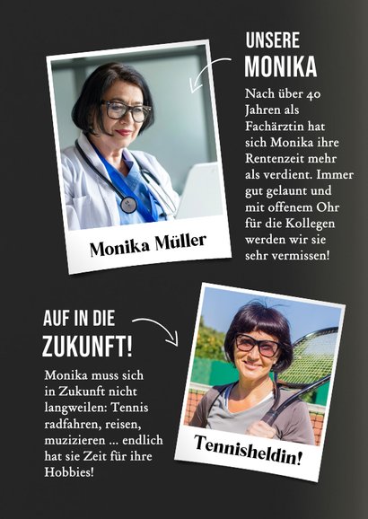 Glückwunsch-Fotokarte zur Rente Frauen-Zeitschrift 2