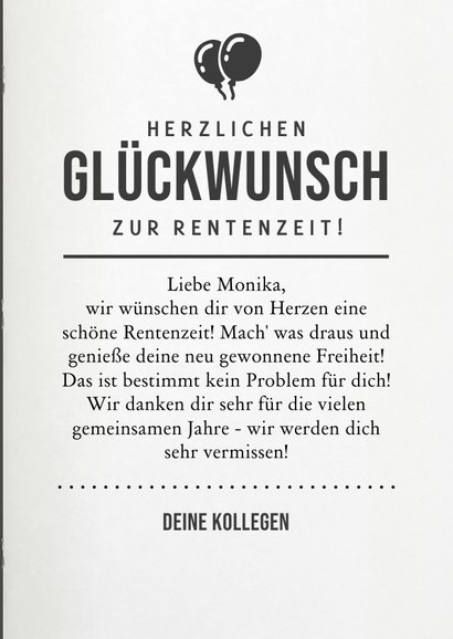 Glückwunsch-Fotokarte zur Rente Frauen-Zeitschrift 3