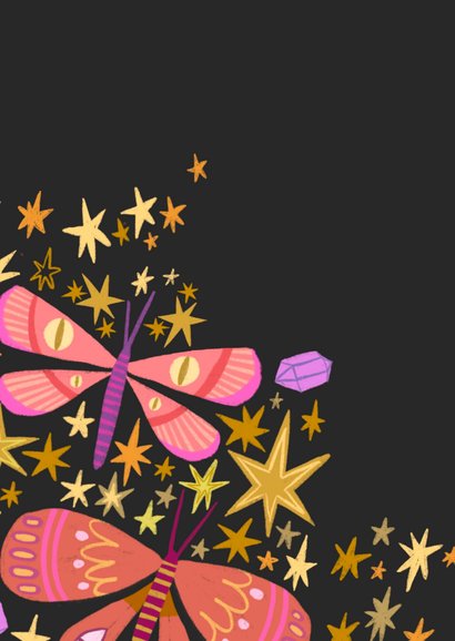 Glückwunsch-Geburtstagskarte Schmetterlinge und Sterne 2