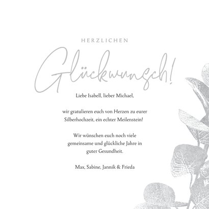 Glückwunsch-Grußkarte zur Silberhochzeit Eukalyptus 3