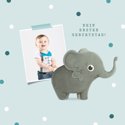 Glückwunschkarte 1. Geburtstag Elefant 2