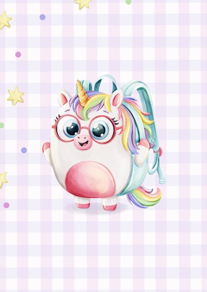Glückwunschkarte 1. Schultag Einhorn-Rucksack 2