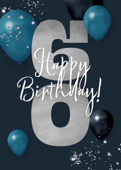 Glückwunschkarte 60. Geburtstag Luftballons dunkelblau 2