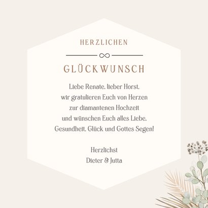 Glückwunschkarte 60. Hochzeitstag Trockenblumen 3