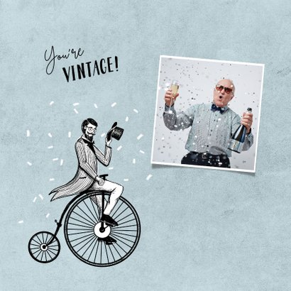 Glückwunschkarte 70. Geburtstag Hochrad Vintage 2