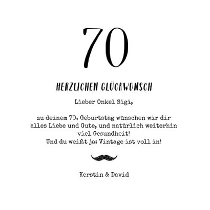 Glückwunschkarte 70. Geburtstag Hochrad Vintage 3