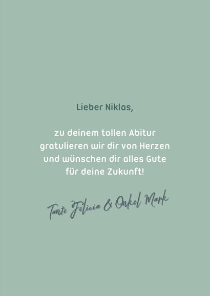 Glückwunschkarte Abitur bestanden grün Foto 3