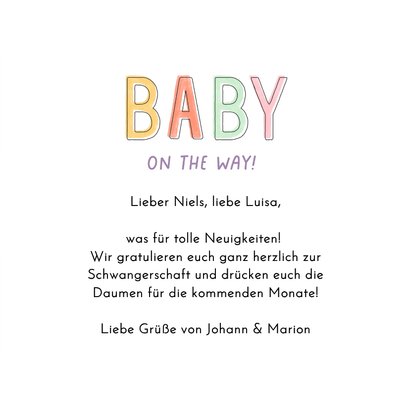 Glückwunschkarte 'Baby on the way' Schwangerschaft Karos 3