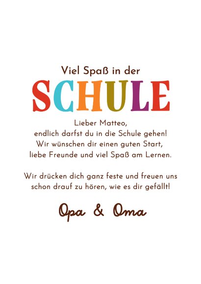 Glückwunschkarte Einschulung Eule mit Schultüte 3